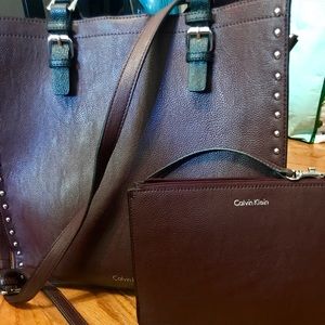 Calvin Klein structured tote w/ pouch